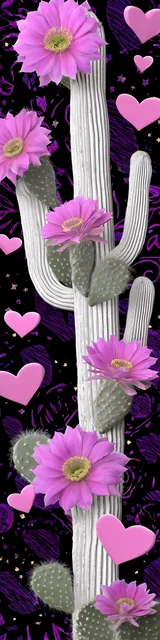 Free cactus bookmark featuring a white cactus with pink flowers